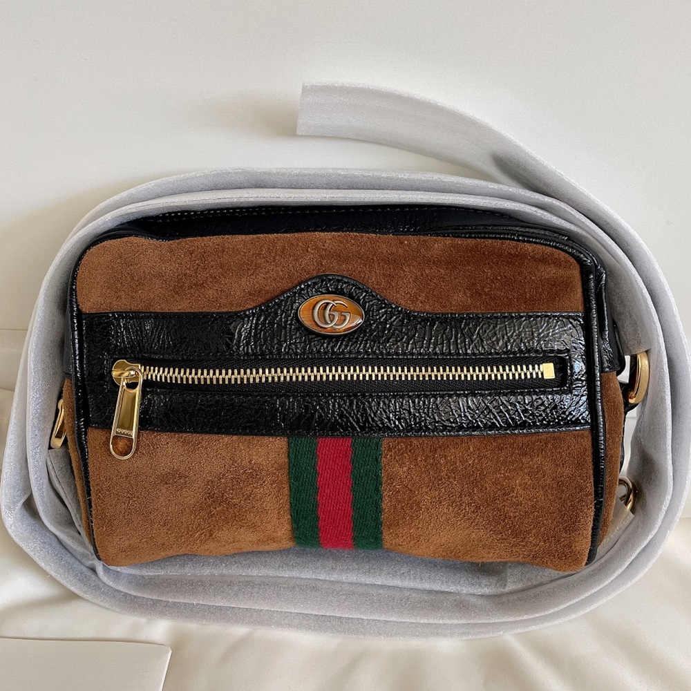 Gucci Ophidia Suede Small Shoulder Bag with BRB Web 573321 crossbody
